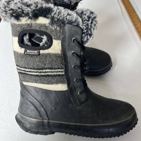 Bogs Arcata Stripe Black Waterproof Wool-Blend Winter Boots kids